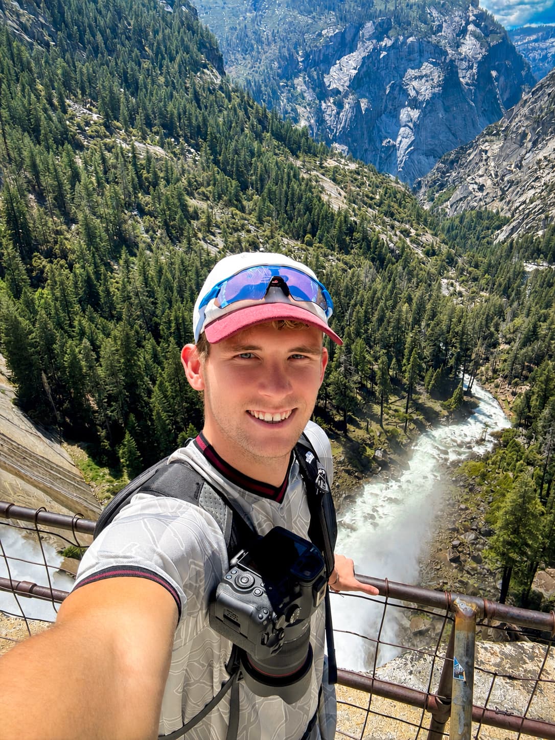 Oliver standing at Nevada Fall in Yosemite National Park